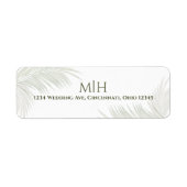 Elegant Bruiloft Groen Monogram Palmbladeren Etiket (Voorkant)