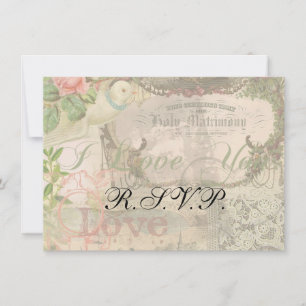 Elegant Bruiloft Huwelijk Antiek Vintage Kaart