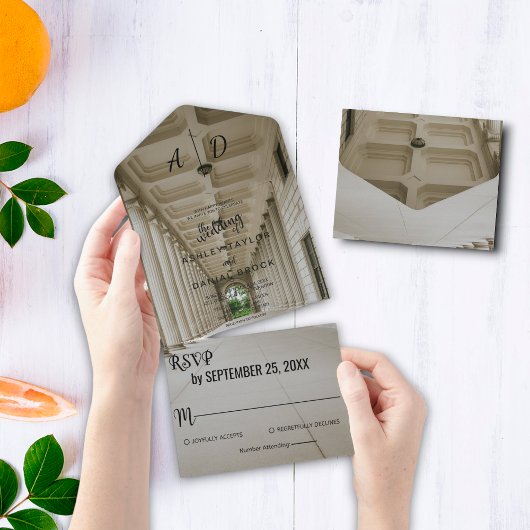 Elegant bruiloft in één bruiloft all in one uitnodiging