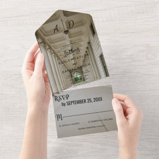 Elegant bruiloft in één bruiloft all in one uitnodiging (Afscheurbaar)