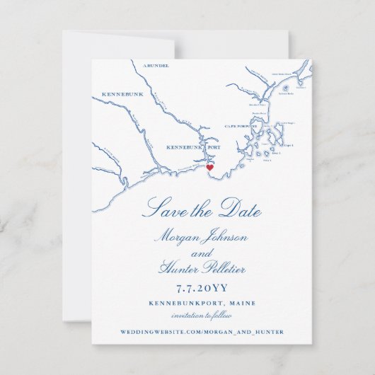 Elegant bruiloft in Kennebunkport, Maine Save The Date (Voorkant)
