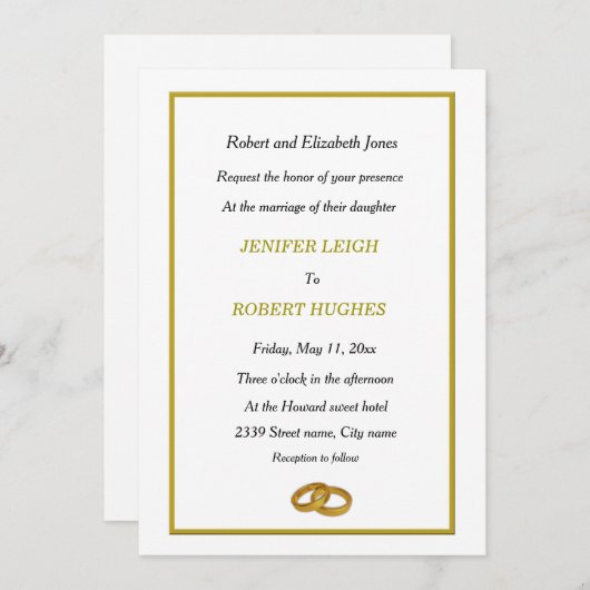 Elegant bruiloft kaart (Voorkant / Achterkant)