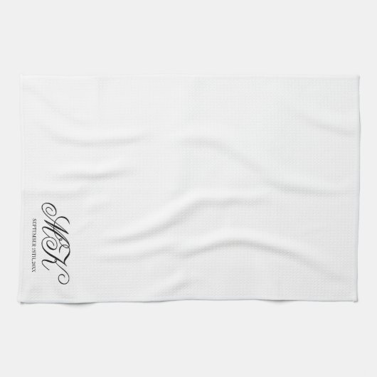 Elegant Bruiloft Koppels Initialen Script Monogram Theedoek (Horizontaal)