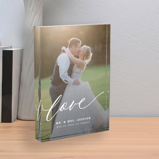 Elegant bruiloft liefdesscript de heer en mrs cust fotoblokken