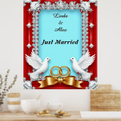 Elegant bruiloft Lijst met witte duiven Poster (Keuken)