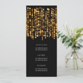 Elegant bruiloft menu Moderne gouden lichten (Staand voorkant)