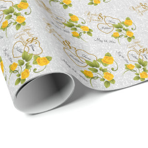 Elegant bruiloft met gele rozen en goud cadeaupapier