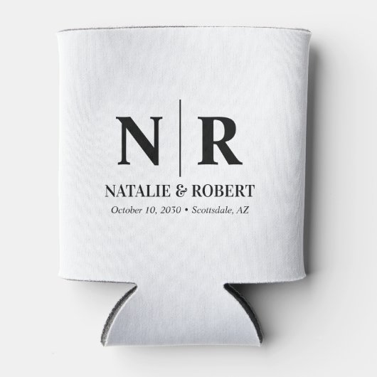Elegant Bruiloft Monogram Bruid Groom Initialen Blikjeskoeler (Voorkant)