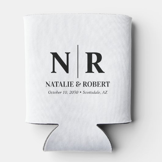 Elegant Bruiloft Monogram Bruid Groom Initialen Blikjeskoeler (Achterkant)