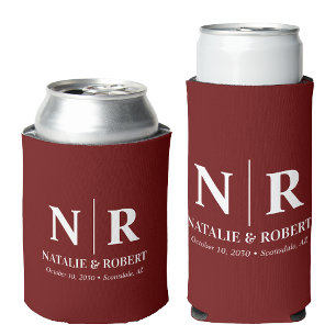 Elegant Bruiloft Monogram Bruid Groom Initialen Blikjeskoeler