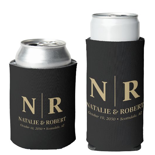 Elegant Bruiloft Monogram Bruid Groom Initialen Blikjeskoeler