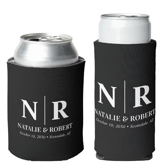 Elegant Bruiloft Monogram Bruid Groom Initialen Blikjeskoeler