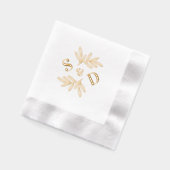 Elegant bruiloft monogram groene bladeren folie servetten (Links)