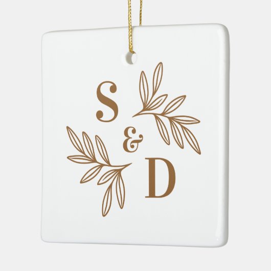 Elegant bruiloft monogram groene bladeren keramisch ornament (Links)