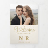 Elegant Bruiloft Monogram Tri-Fold Bruiloft Progra Drieluik Wenskaart (Cover)