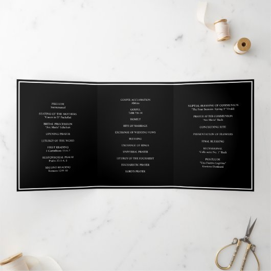 Elegant Bruiloft Monogram Tri-Fold Bruiloft Progra Drieluik Wenskaart (Binnen)