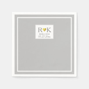 Elegant Bruiloft Monogrammed Grijs Servet