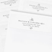 Elegant bruiloft retouradres zwart wit blad etiket