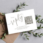 Elegant Bruiloft RSVP QR Code Eenvoudig Script Kaartje
