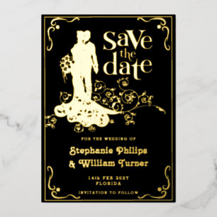 Elegant bruiloft silhouet Save the Date Folie Uitnodiging