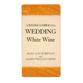 Elegant Bruiloft Wijn Label Bladmuziek Sinaasappel (Voorkant)