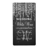 Elegant Bruiloft Wijn Label Night Dazzle Zwart (Voorkant)