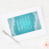 Elegant Bruiloft Wijn Label Sparkling Wave Blauw (Envelop)