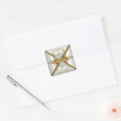 Elegant Bruiloft Witte Daisy Bloemen Goud Vierkante Sticker (Envelop)