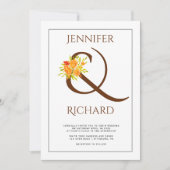 Elegant bruin ampersand, oranje rozen komen op bru kaart (Voorkant)