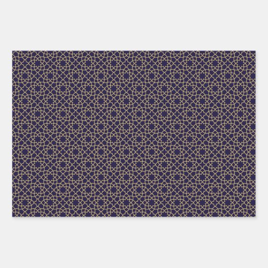 Elegant bruin blauw zwart geometrisch islamitisch inpakpapier vel (Voorkant 3)