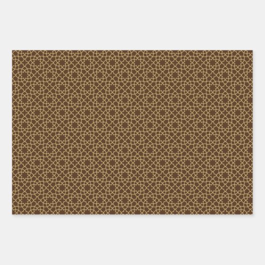Elegant bruin blauw zwart geometrisch islamitisch inpakpapier vel (Voorkant)