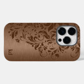 Elegant bruin bloemenkant op bruin Case-Mate iPhone case (Achterkant (horizontaal))