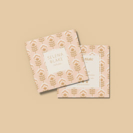 Elegant bruin bloemenpatroon vierkante visitekaartje