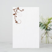 ELEGANT BRUIN BLOEMIG briefpapier (Staand voorkant)