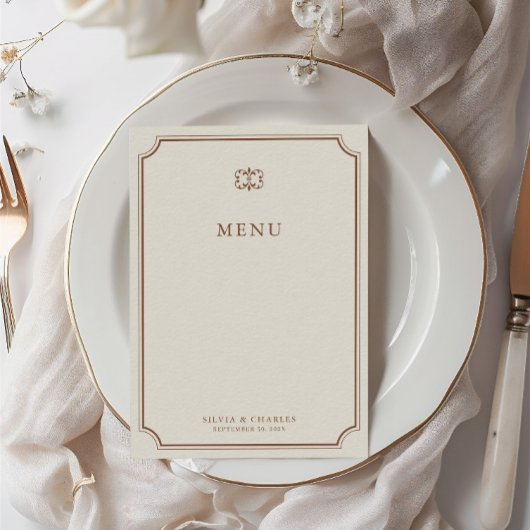 Elegant Bruin & Ecru Classic Bruiloft Menu
