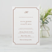 Elegant Bruin & Ecru Klassiek Script Bruiloft Kaart (Staand voorkant)