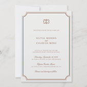 Elegant Bruin & Ecru Klassiek Script Wedding Crest Kaart (Voorkant)