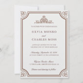 Elegant Bruin & Ecru Klassiek Script Wedding Crest Kaart (Voorkant)