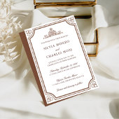 Elegant Bruin & Ecru Klassiek Script Wedding Crest Kaart