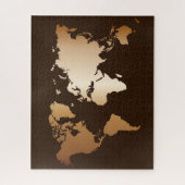 Elegant bruin en goudgradiënt Wereldkaart reizen Legpuzzel (Verticaal)