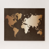 Elegant bruin en goudgradiënt Wereldkaart reizen Legpuzzel (Horizontaal)