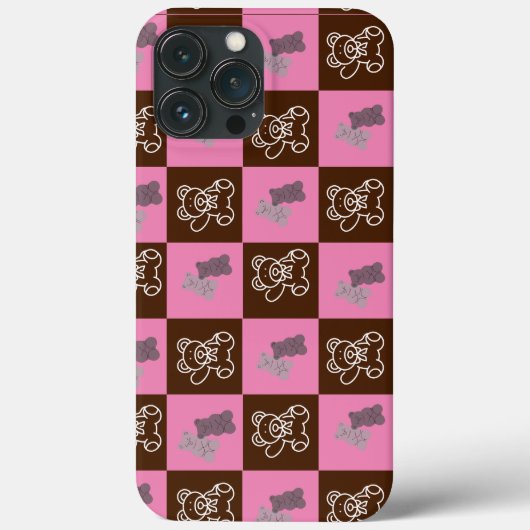 Elegant bruin en roze plaid Case-Mate iPhone case (Achterkant)