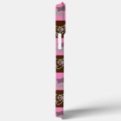 Elegant bruin en roze plaid Case-Mate iPhone case (Achterkant / Rechts)