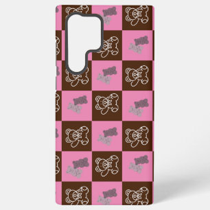 Elegant bruin en roze plaid samsung galaxy hoesje