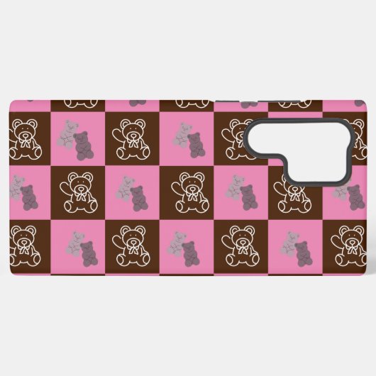 Elegant bruin en roze plaid samsung galaxy hoesje (Achterkant horizontaal)