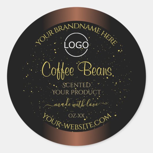 Elegant bruin etiket Gold Soft Glitter Logo (Voorkant)