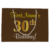 Elegant, bruin, Faux Gold 30th Birthday + naam Large Cadeautasje (Achterkant)