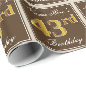 Elegant, bruin, Faux Gold 43rd Birthday + naam Cadeaupapier (Rol Hoek)