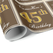 Elegant, bruin, Faux Gold 45th Birthday + naam Cadeaupapier (Rol Hoek)