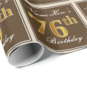Elegant, bruin, Faux Gold 76th Birthday + naam Cadeaupapier (Rol Hoek)